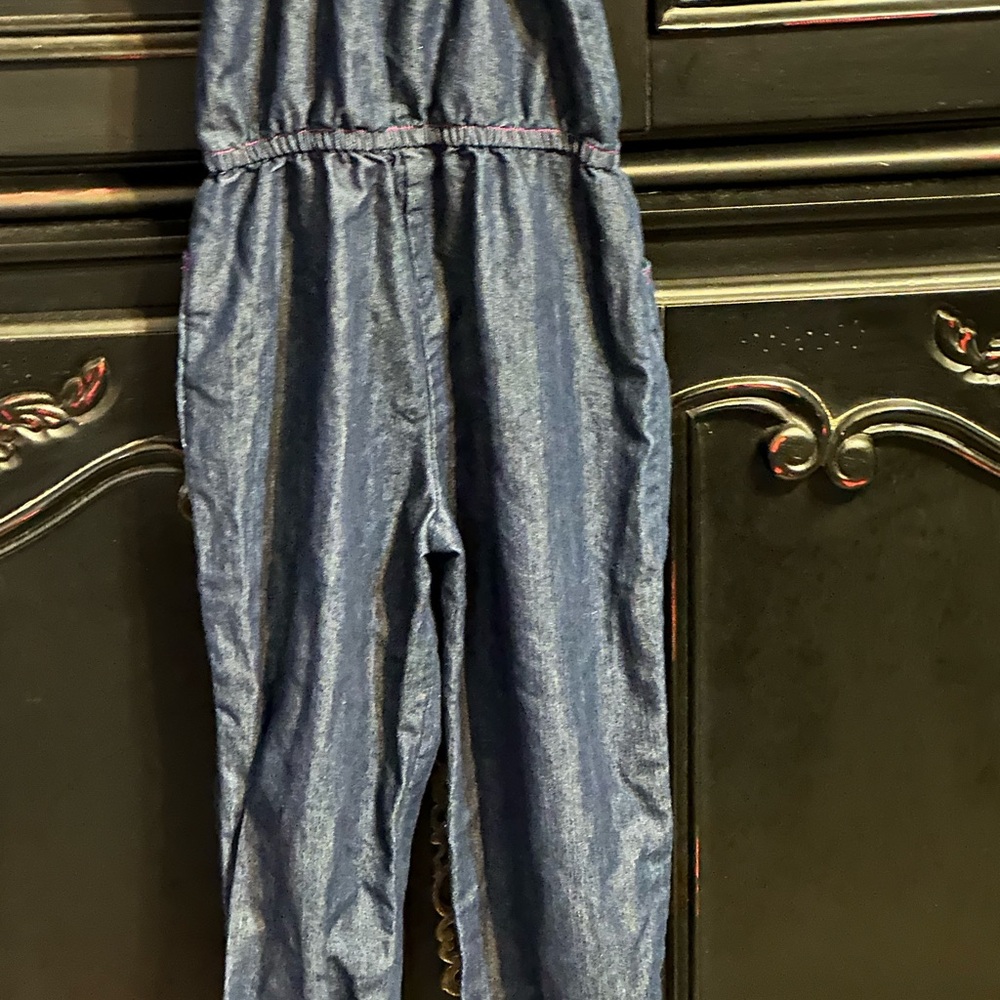 Hello Kitty Girls Denim Jumpsuit with spaghetti straps young girls size 6 - Picture 5 of 12